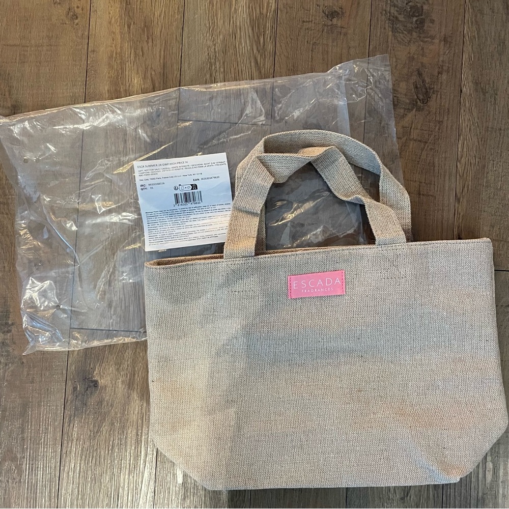 NWT Escada Tan Woven Mini Tote Bag Fragrances GWP Summer 2024 Limited Edition